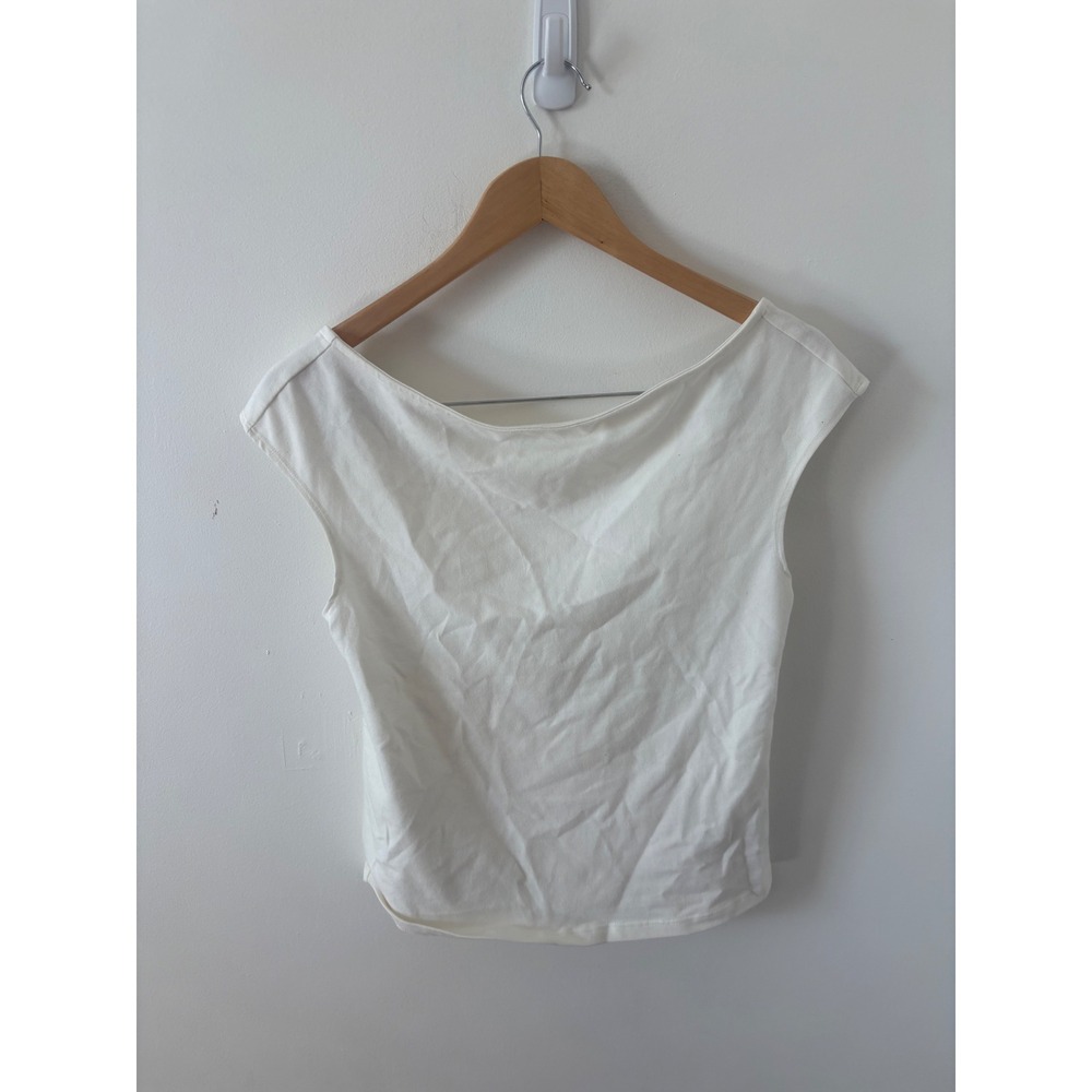 Reformation Ivory Organic Cotton Low Open Back Cap Sleeve Top Large